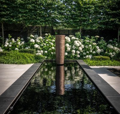 shallow reflective water feature